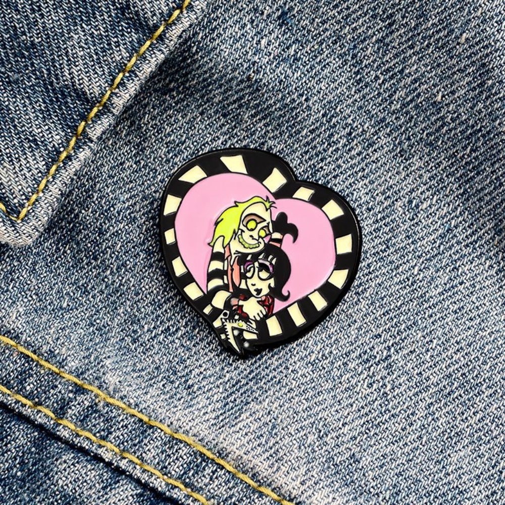 Tim Burton BeetleJuice + Lydia Deetz Enamel Pin